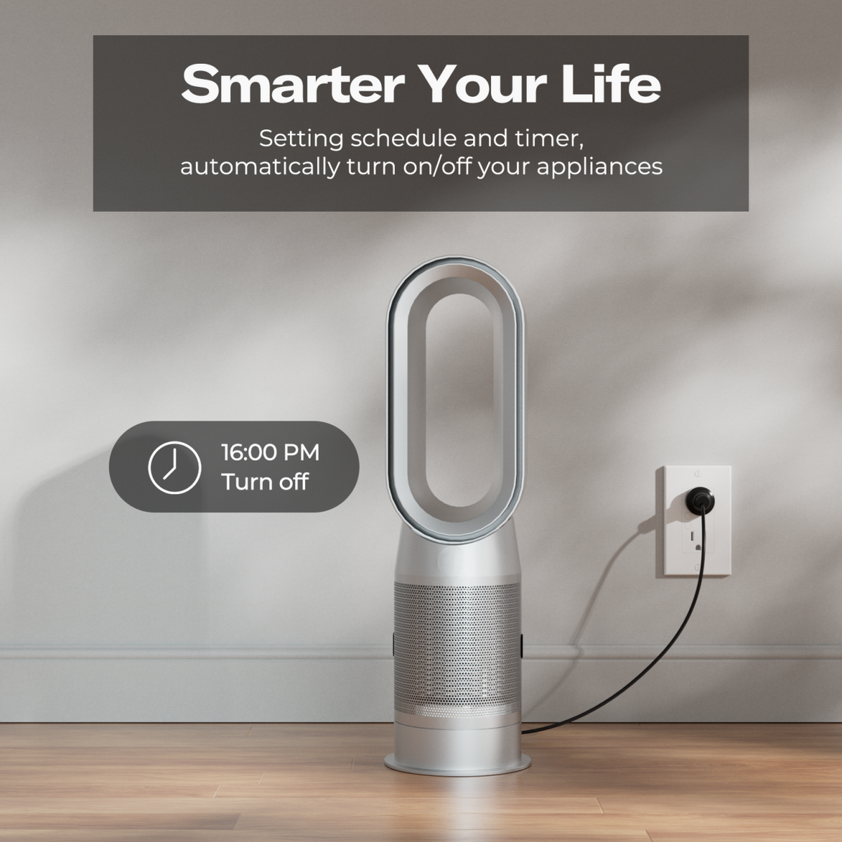 Smart Wall Outlet ZW1 scheduling example controlling a connected fan.