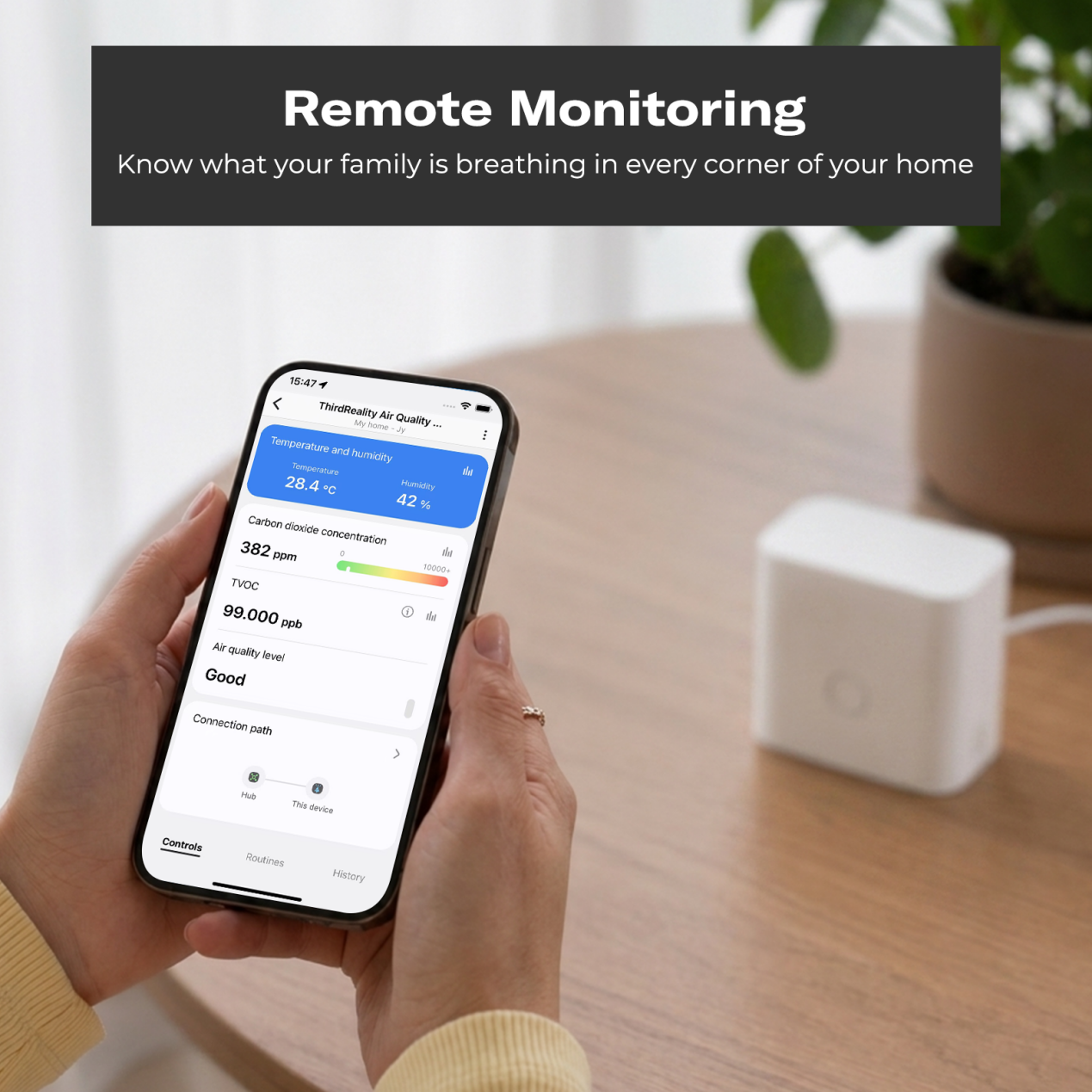 Remote monitoring via app - check air quality anytime