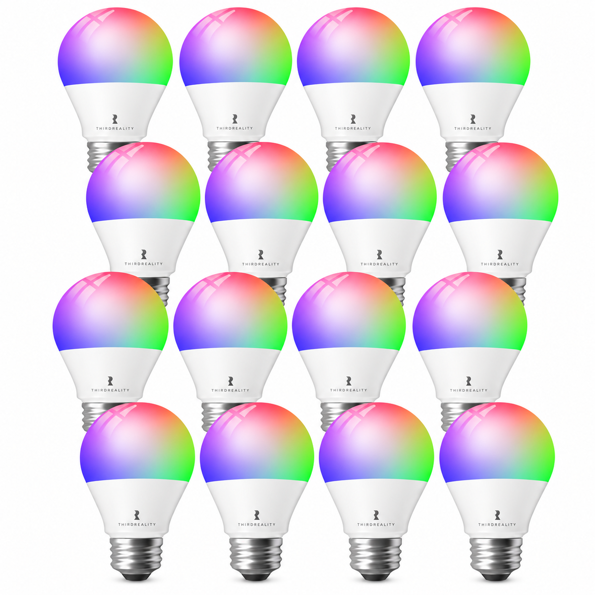 THIRDREALITY Smart Color Bulb ZL1 A19 16-pack, showing sixteen bulbs in a compact staggered group on white.