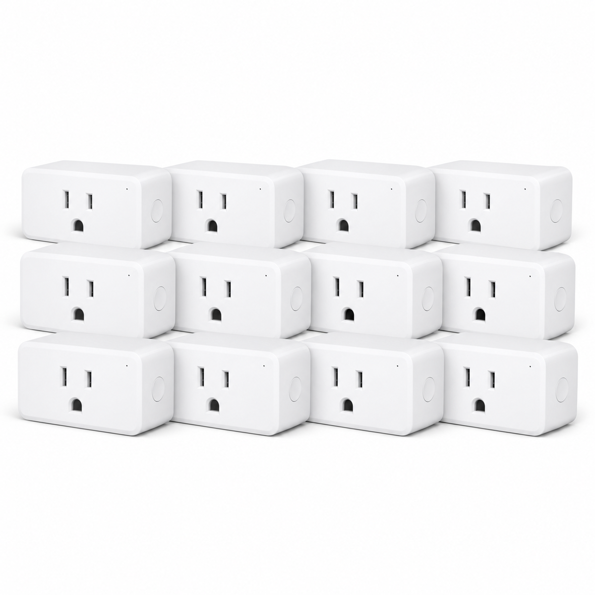 THIRDREALITY Smart Plug Gen3 12-Pack | Zigbee Power Monitoring, showing 12 individual products in a compact staggered group on white.