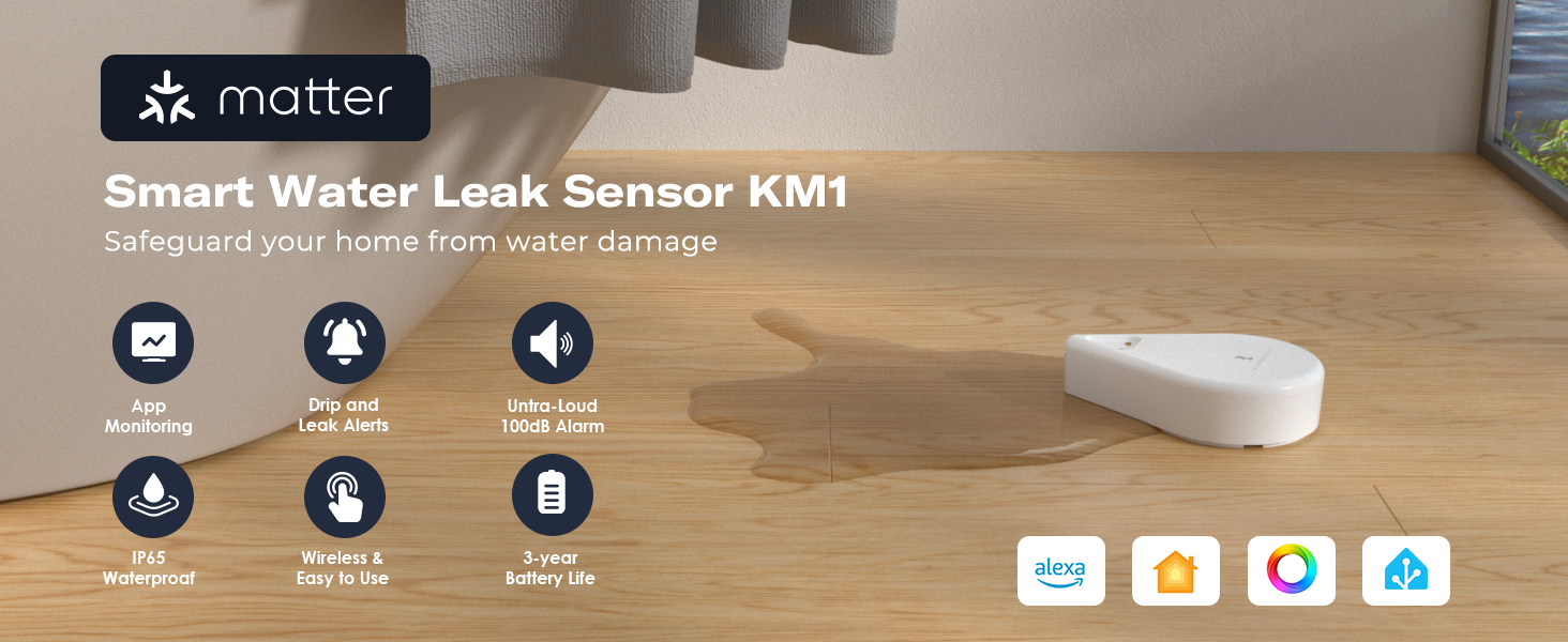 Smart Water Leak KM1 Matter over Wi-Fi product details