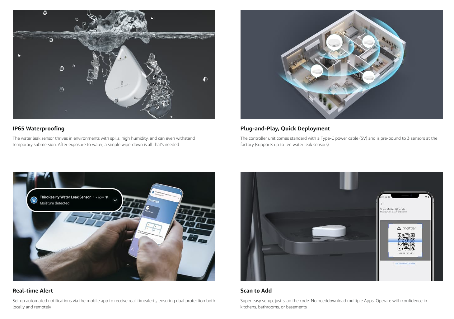 Smart Water Leak KM1 controller and water detector overview